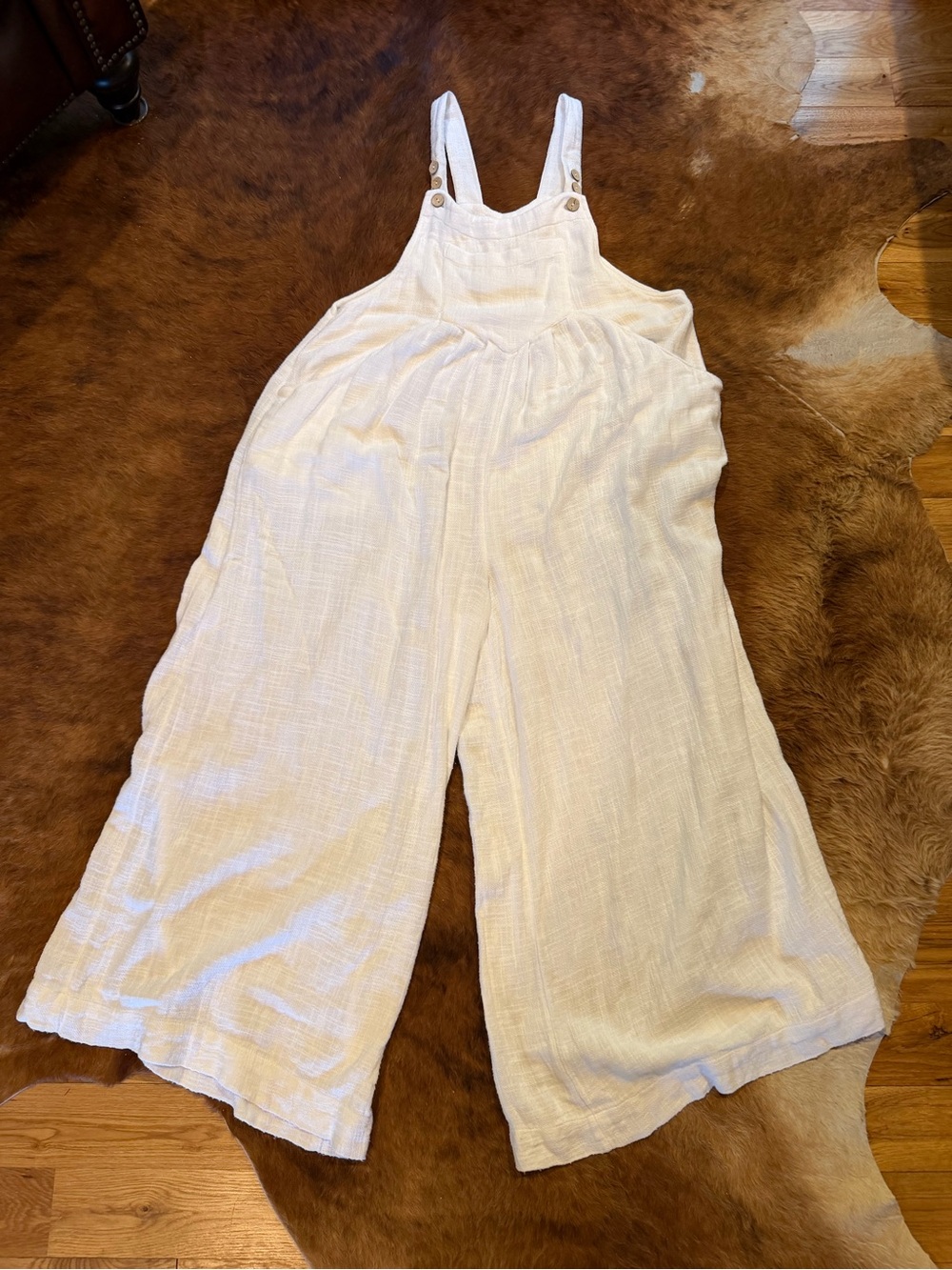 FREE PEOPLE Gauze Wide Leg Overalls Onesie Jumpsuit - size medium